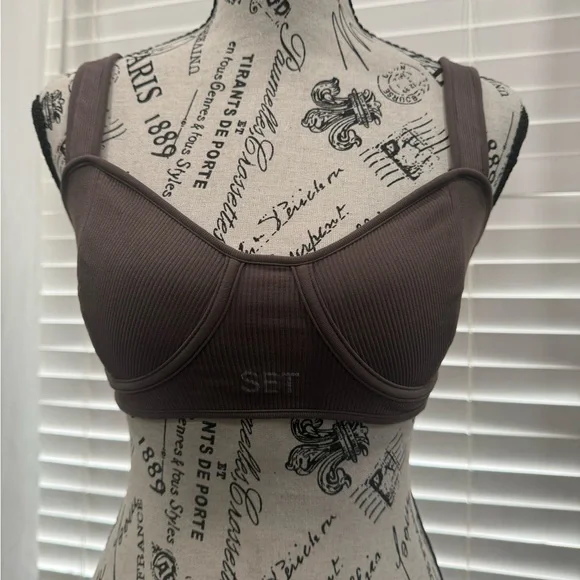 SET Active Chocolate Ribbed Bralette - Picture 1 of 3